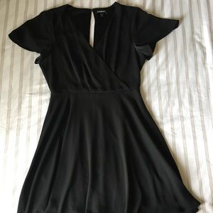 Wrap Front Flutter Sleeve Dress